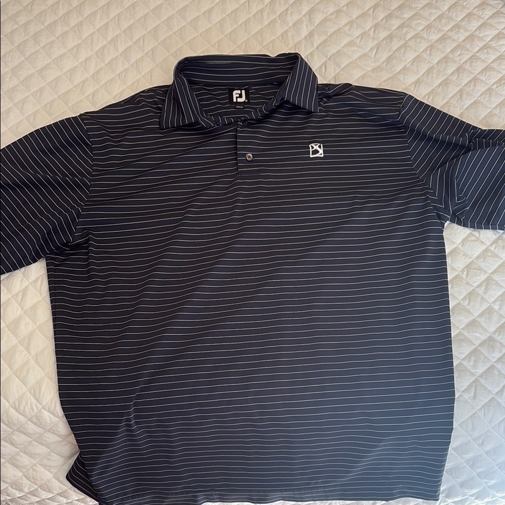 FootJoy Black Polo Shirt with Subtle Stripes